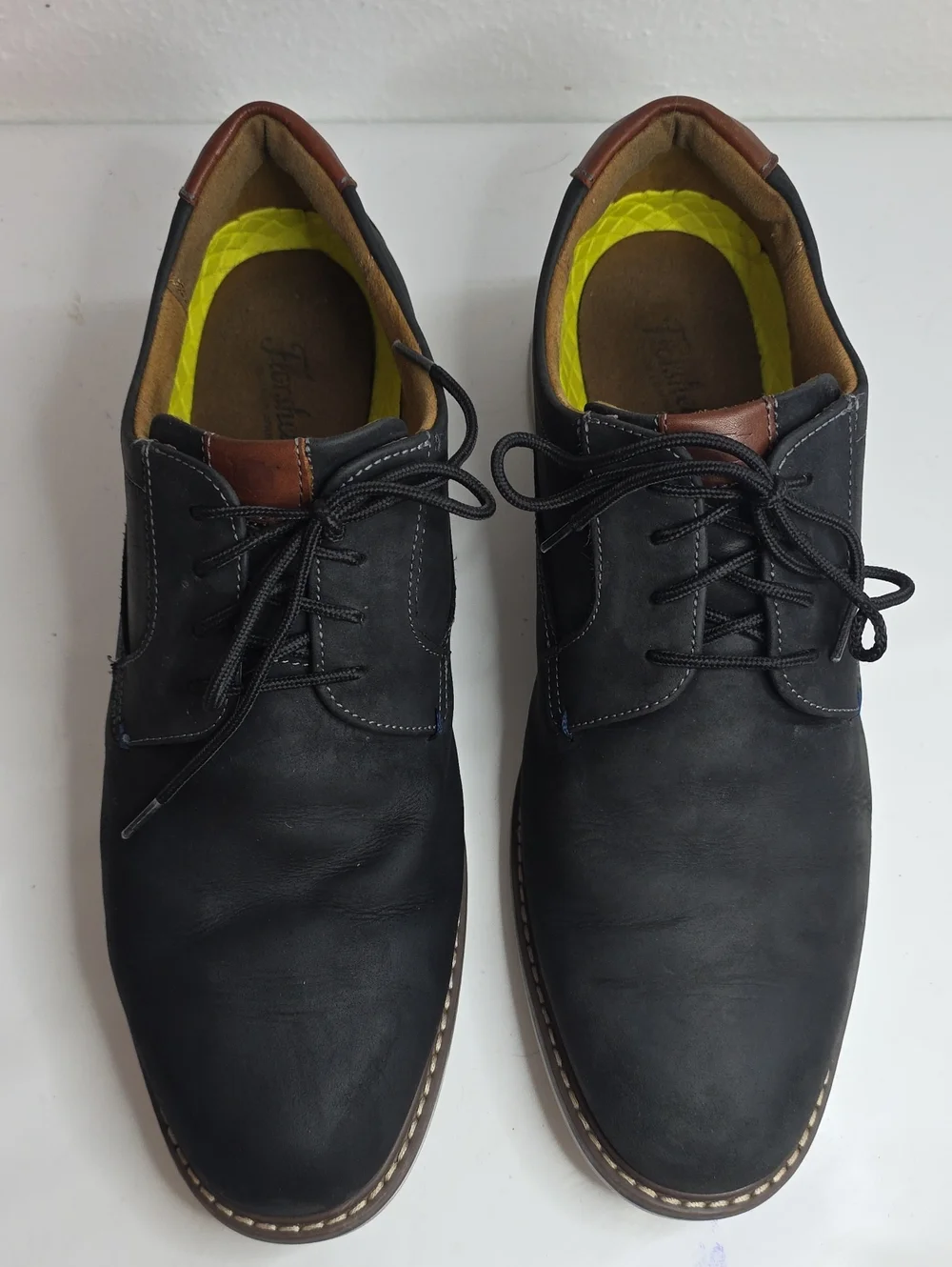 FLORSHEIM NORWALK PLAIN TOE BLACK NUBUCK CASUAL OXFORDS MENS 11.5W VGUC SLEEK